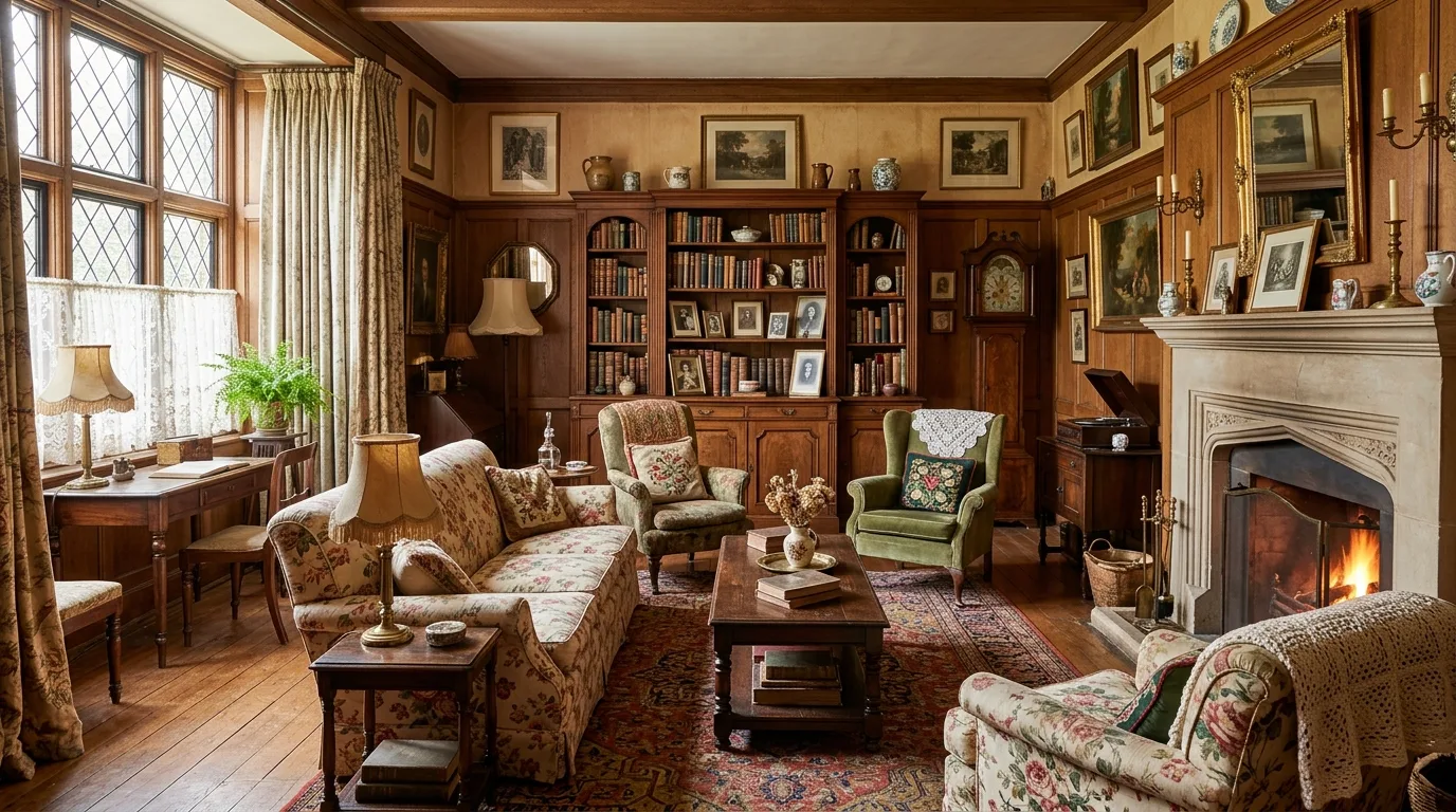 Charming vintage home decor creating a timeless collected look.